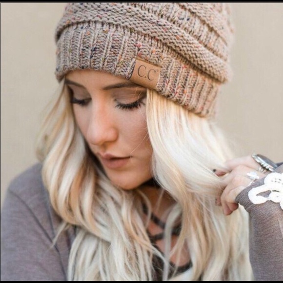 Accessories - C.C. Confetti Beanie Cable Knit Taupe Hat!!!